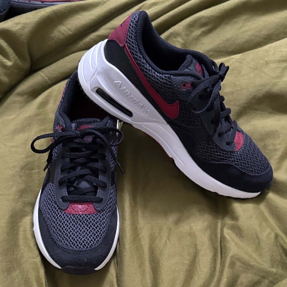 Nike Black and Burgundy Air Max Shoes